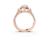 Rose gold Pear Halo Pave Split Shank Prong Setting Ring_42