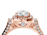 Rose gold Pear Halo Pave Split Shank Prong Setting Ring_43