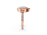 Rose gold Pear Halo Round Diamond Milgrain Pave Engagement Ring_11