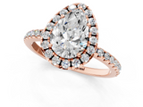 Rose gold Pear Halo Round Diamond Pavé Band Four-Prong Ring_4