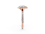 Rose gold Pear Halo Round Diamond Pavé Band Four-Prong Ring_5