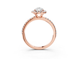 Rose gold Pear Halo Round Diamond Pavé Band Four-Prong Ring_6