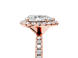 Rose gold Pear Halo Round Diamond Pavé Band Four-Prong Ring_8