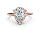 Rose gold Pear Halo Round Diamond Pave Band with Four-Prong Setting_38
