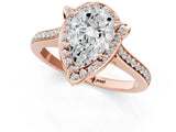 Rose gold Pear Halo Round Diamond Pave Band with Four-Prong Setting_39