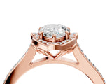 Rose gold Pear Halo Round Diamond Pave Band with Four-Prong Setting_42