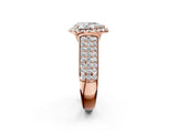 Rose gold Pear Halo Round Diamond Pave Band with Prong Setting 3