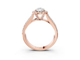 Rose gold Pear Halo Round Diamond Pave Band with Prong Setting 4