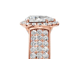 Rose gold Pear Halo Round Diamond Pave Band with Prong Setting