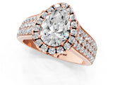 Rose gold Pear Halo Round Diamond Pave Band with Prong Setting_13