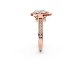 Rose gold Pear Halo Solitaire Diamond Ring with Pave Band and Bezel Setting_50