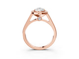 Rose gold Pear Halo Solitaire Diamond Ring with Pave Band and Bezel Setting_51