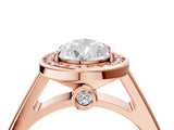 Rose gold Pear Halo Solitaire Diamond Ring with Pave Band and Bezel Setting_52