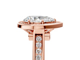 Rose gold Pear Halo Solitaire Diamond Ring with Pave Band and Bezel Setting_53