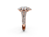 Rose gold Pear Halo Split Shank Diamond Engagement Ring with Pave Band and Four-Prong Setting_55