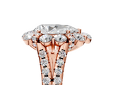 Rose gold Pear Halo Split Shank Diamond Engagement Ring with Pave Band and Four-Prong Setting_58