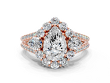 Rose gold Pear Halo Split Shank Diamond Engagement Ring with Prong Setting_20