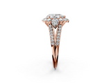 Rose gold Pear Halo Split Shank Diamond Engagement Ring with Prong Setting_22