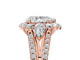 Rose gold Pear Halo Split Shank Diamond Engagement Ring with Prong Setting_25
