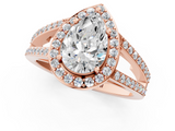 Rose gold Pear Halo Split Shank Diamond Ring with Four-Prong Setting_37