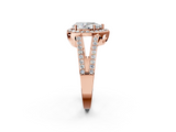 Rose gold Pear Halo Split Shank Diamond Ring with Four-Prong Setting_38