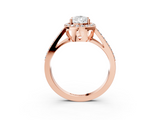 Rose gold Pear Halo Split Shank Diamond Ring with Four-Prong Setting_39