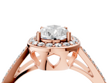 Rose gold Pear Halo Split Shank Diamond Ring with Four-Prong Setting_40