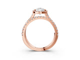 Rose gold Pear Halo Split Shank Diamond Ring with Pavé Setting 3