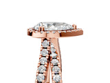 Rose gold Pear Halo Split Shank Diamond Ring with Pavé Setting 5