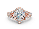 Rose gold Pear Halo Split Shank Diamond Ring with Prong Setting_18