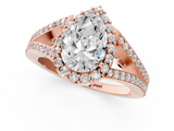 Rose gold Pear Halo Split Shank Diamond Ring with Prong Setting_19