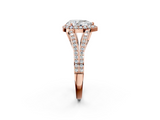 Rose gold Pear Halo Split Shank Diamond Ring with Prong Setting_20