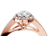 Rose gold Pear Halo Split Shank Diamond Ring with Prong Setting_22