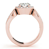 Rose gold Pear Halo Split Shank Milgrain Diamond Ring