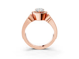 Rose gold Pear Halo Split Shank Milgrain Diamond Ring_29