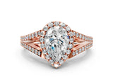 Rose gold Pear Halo Split Shank Pave Diamond Ring with Four-Prong Setting_49