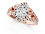 Rose gold Pear Halo Split Shank Pave Diamond Ring with Four-Prong Setting_50