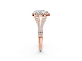 Rose gold Pear Halo Split Shank Pave Diamond Ring with Four-Prong Setting_51