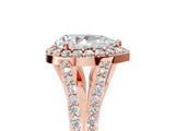 Rose gold Pear Halo Split Shank Pave Diamond Ring with Four-Prong Setting_54
