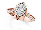 Rose gold Pear Halo Split Shank Pave Diamond Ring with Petal Prong Setting_21