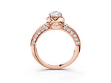 Rose gold Pear Halo Split Shank Pave Diamond Ring with Petal Prong Setting_23