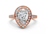 Rose gold Pear Halo Twist Band Solitaire Ring with Six-Prong Setting_32