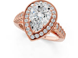 Rose gold Pear Halo Twist Band Solitaire Ring with Six-Prong Setting_33
