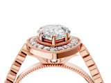 Rose gold Pear Halo Twist Band Solitaire Ring with Six-Prong Setting_36