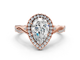 Rose gold Pear Halo Twist Band Solitaire Ring_20