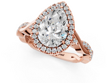 Rose gold Pear Halo Twist Band Solitaire Ring_21