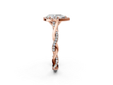 Rose gold Pear Halo Twist Band Solitaire Ring_22