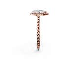 Rose gold Pear Halo Twisted Band Four-Prong Diamond Ring_22