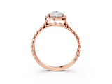 Rose gold Pear Halo Twisted Band Four-Prong Diamond Ring_23