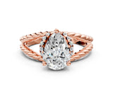 Rose gold Pear Halo Twisted Band Four-Prong Ring_33